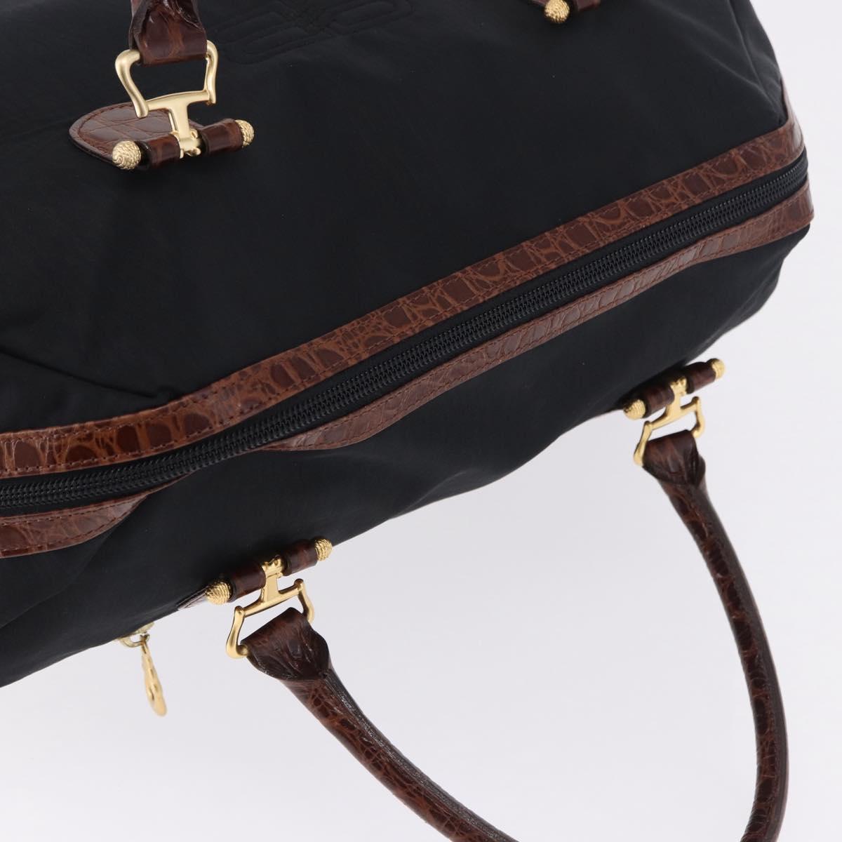 BALENCIAGA Hand Bag Nylon Black Gold Auth 194435