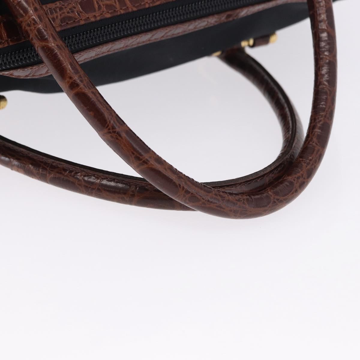 BALENCIAGA Hand Bag Nylon Black Gold Auth 194435