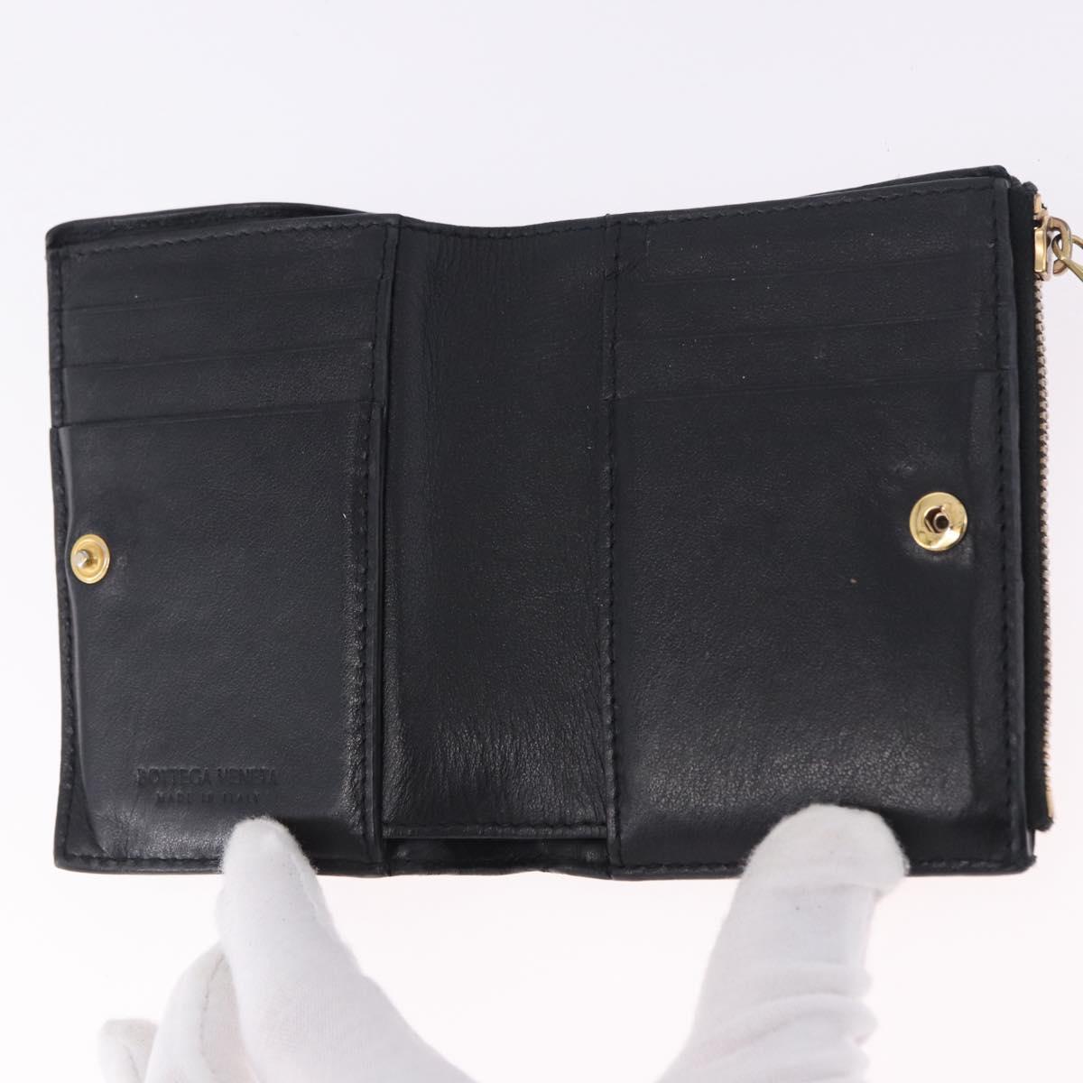 BOTTEGA VENETA INTRECCIATO Bifold Wallet Leather Black Auth 194460A