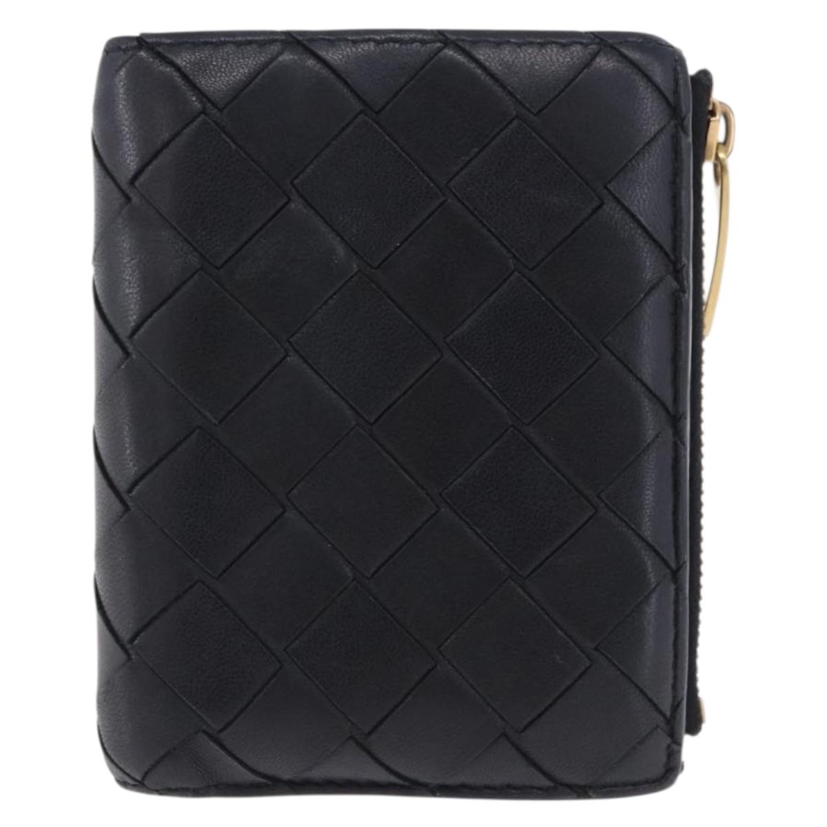 BOTTEGA VENETA INTRECCIATO Bifold Wallet Leather Black Auth 194460A