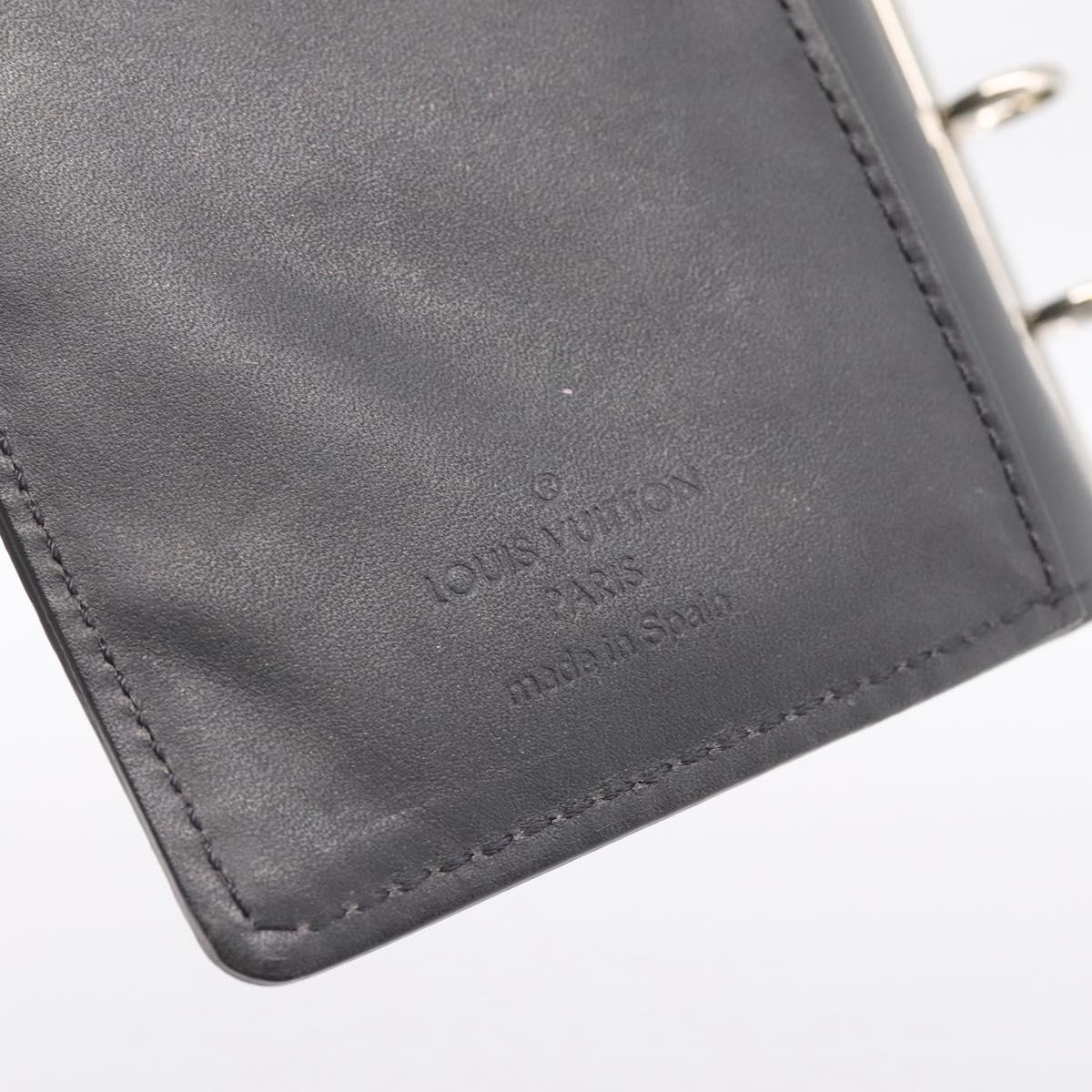 LOUIS VUITTON Monogram Mat Agenda PM Day Planner Cover Black R20932 Auth 194461A