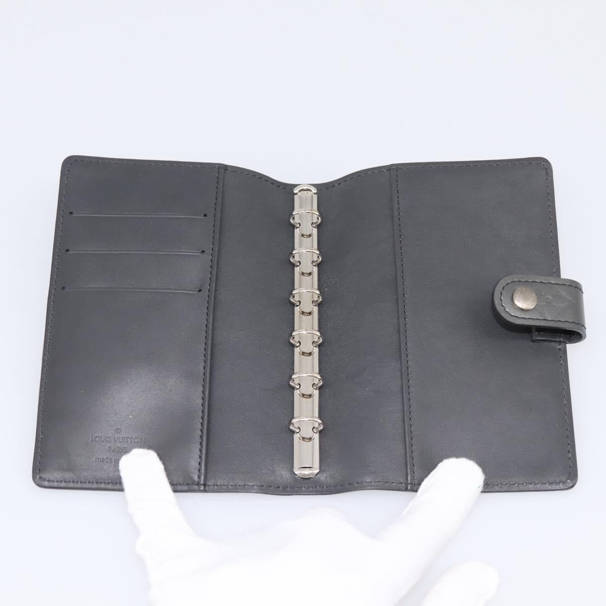 LOUIS VUITTON Monogram Mat Agenda PM Day Planner Cover Black R20932 Auth 194461A