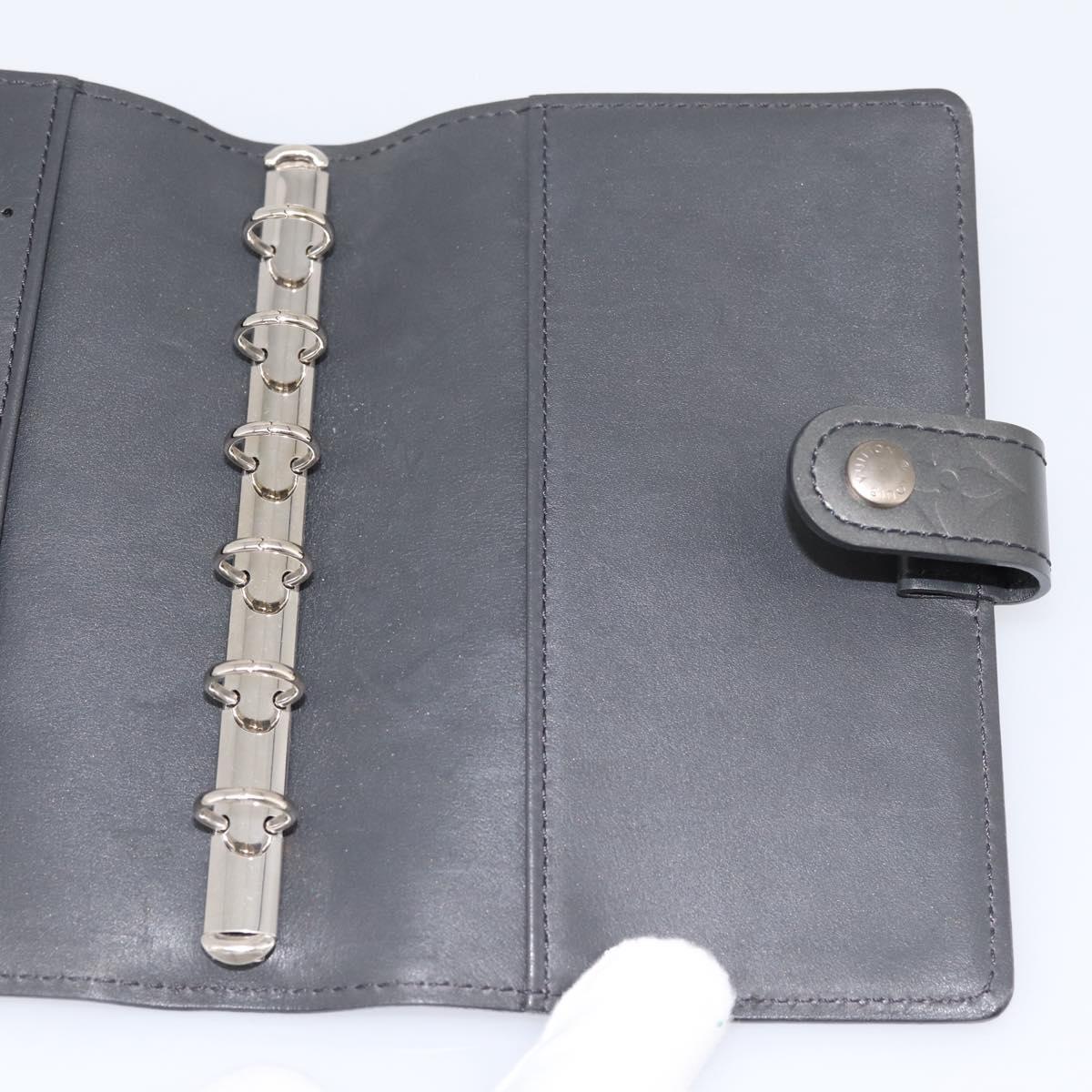 LOUIS VUITTON Monogram Mat Agenda PM Day Planner Cover Black R20932 Auth 194461A