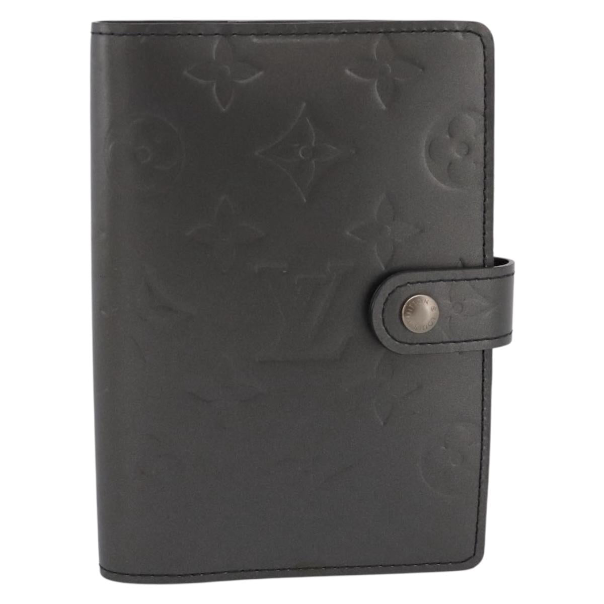 LOUIS VUITTON Monogram Mat Agenda PM Day Planner Cover Black R20932 Auth 194461A