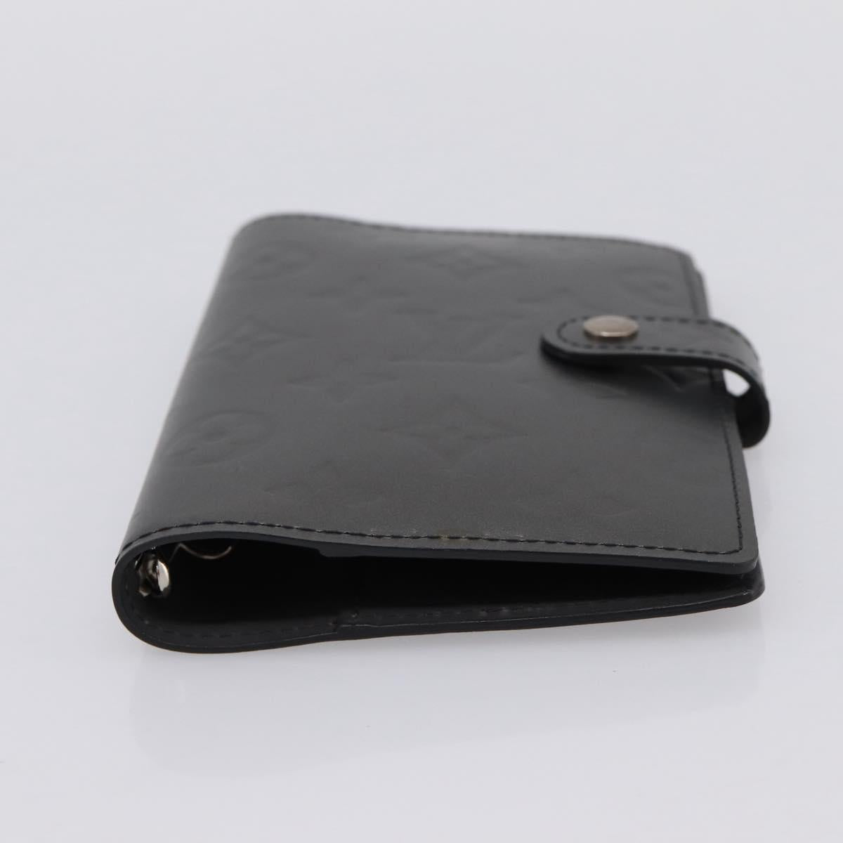 LOUIS VUITTON Monogram Mat Agenda PM Day Planner Cover Black R20932 Auth 194461A