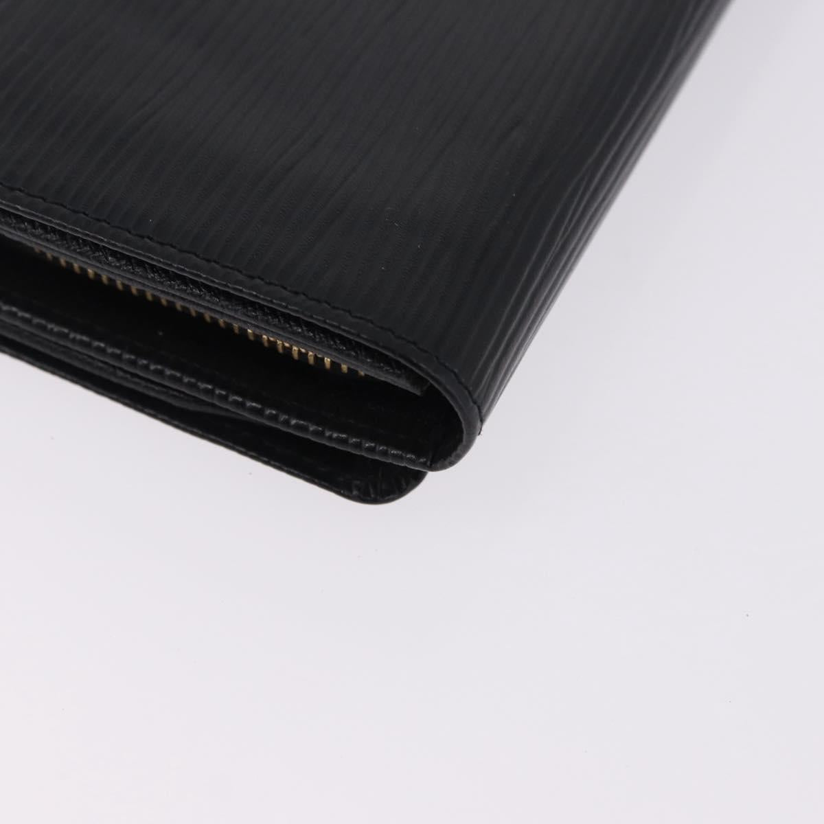 LOUIS VUITTON Epi Porte Monnaie Billets Tresor Wallet Black M61730 Auth 194463A
