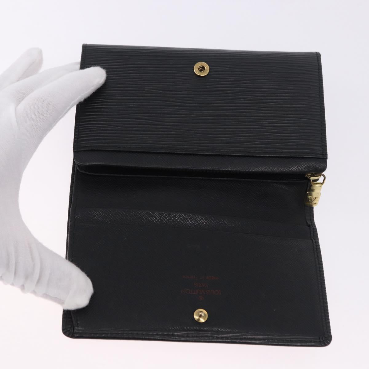 LOUIS VUITTON Epi Porte Monnaie Billets Tresor Wallet Black M61730 Auth 194463A