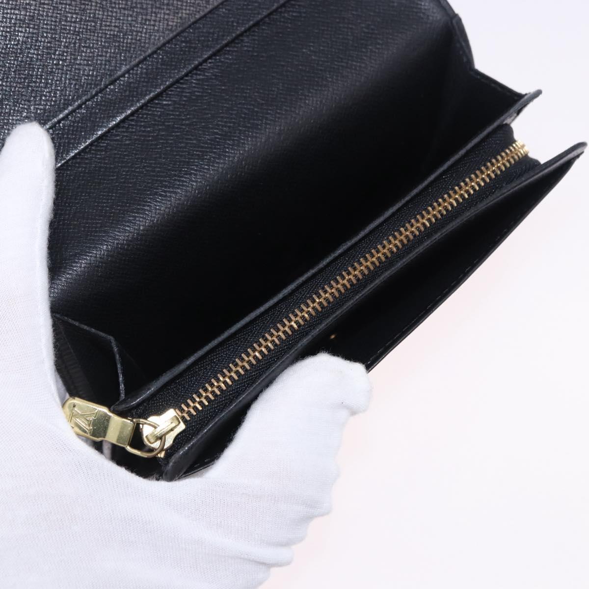 LOUIS VUITTON Epi Porte Monnaie Billets Tresor Wallet Black M61730 Auth 194463A