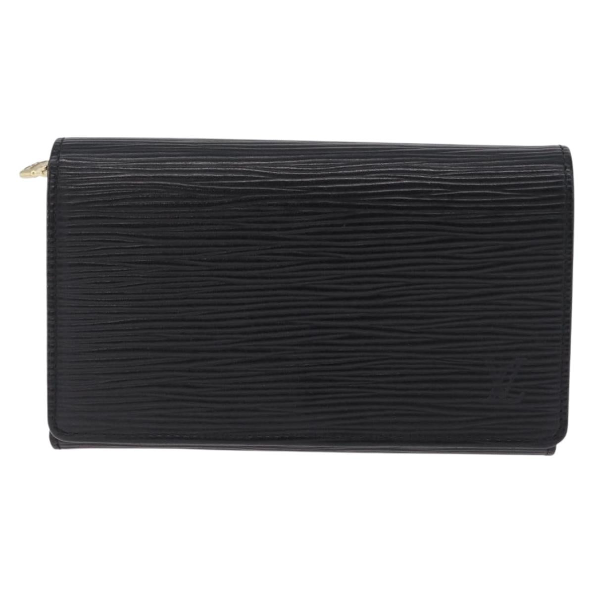 LOUIS VUITTON Epi Porte Monnaie Billets Tresor Wallet Black M61730 Auth 194463A