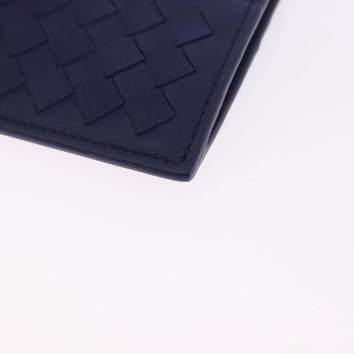 BOTTEGA VENETA INTRECCIATO Card Case Leather Navy Auth 194466A