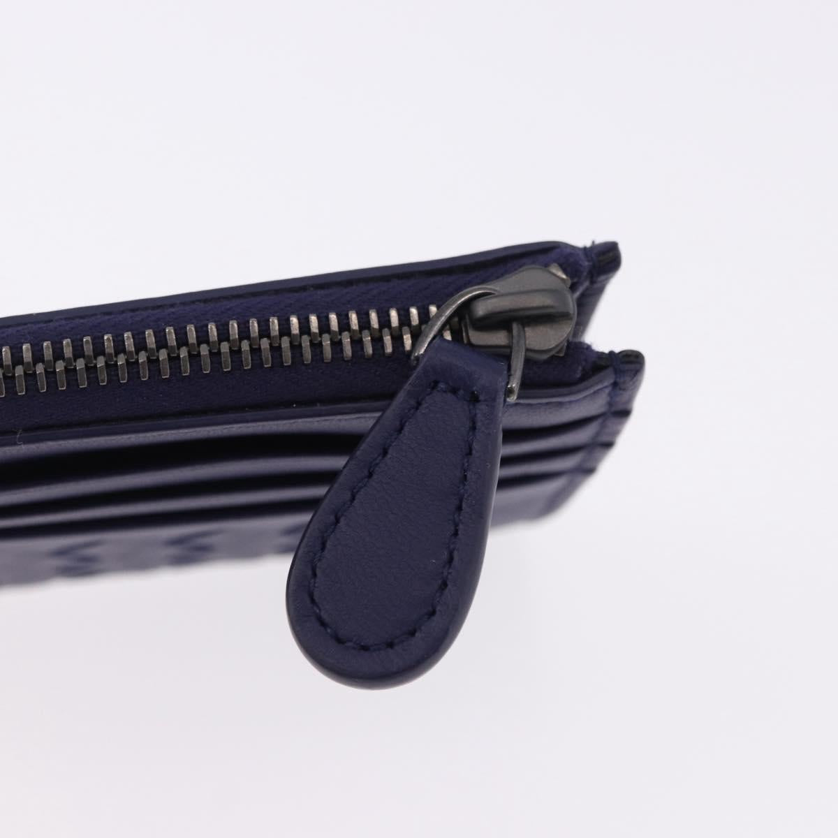 BOTTEGA VENETA INTRECCIATO Card Case Leather Navy Auth 194466A