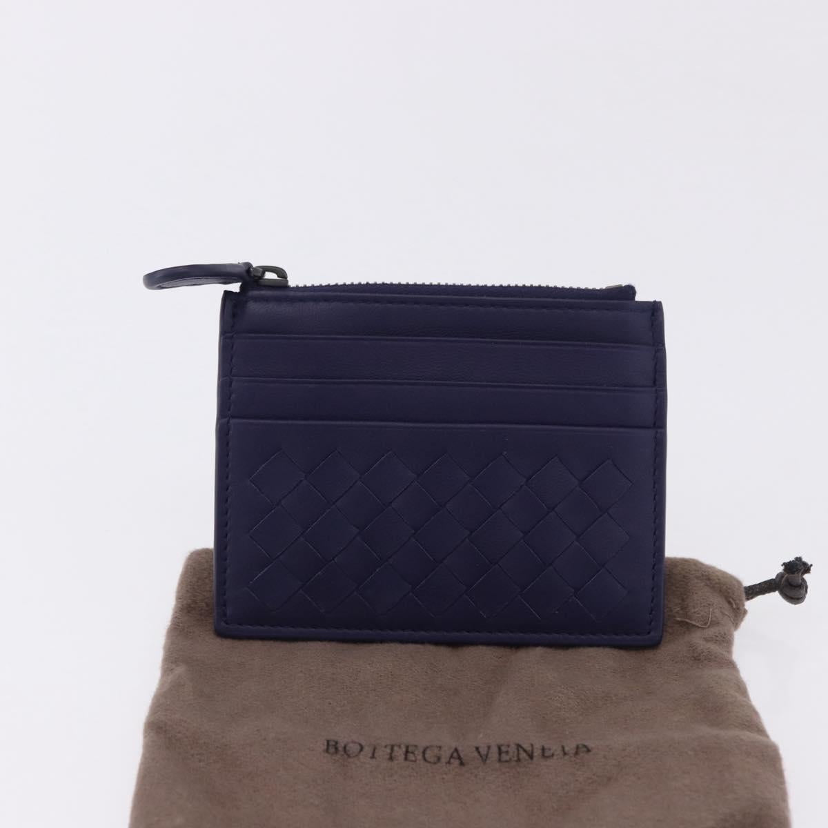 BOTTEGA VENETA INTRECCIATO Card Case Leather Navy Auth 194466A