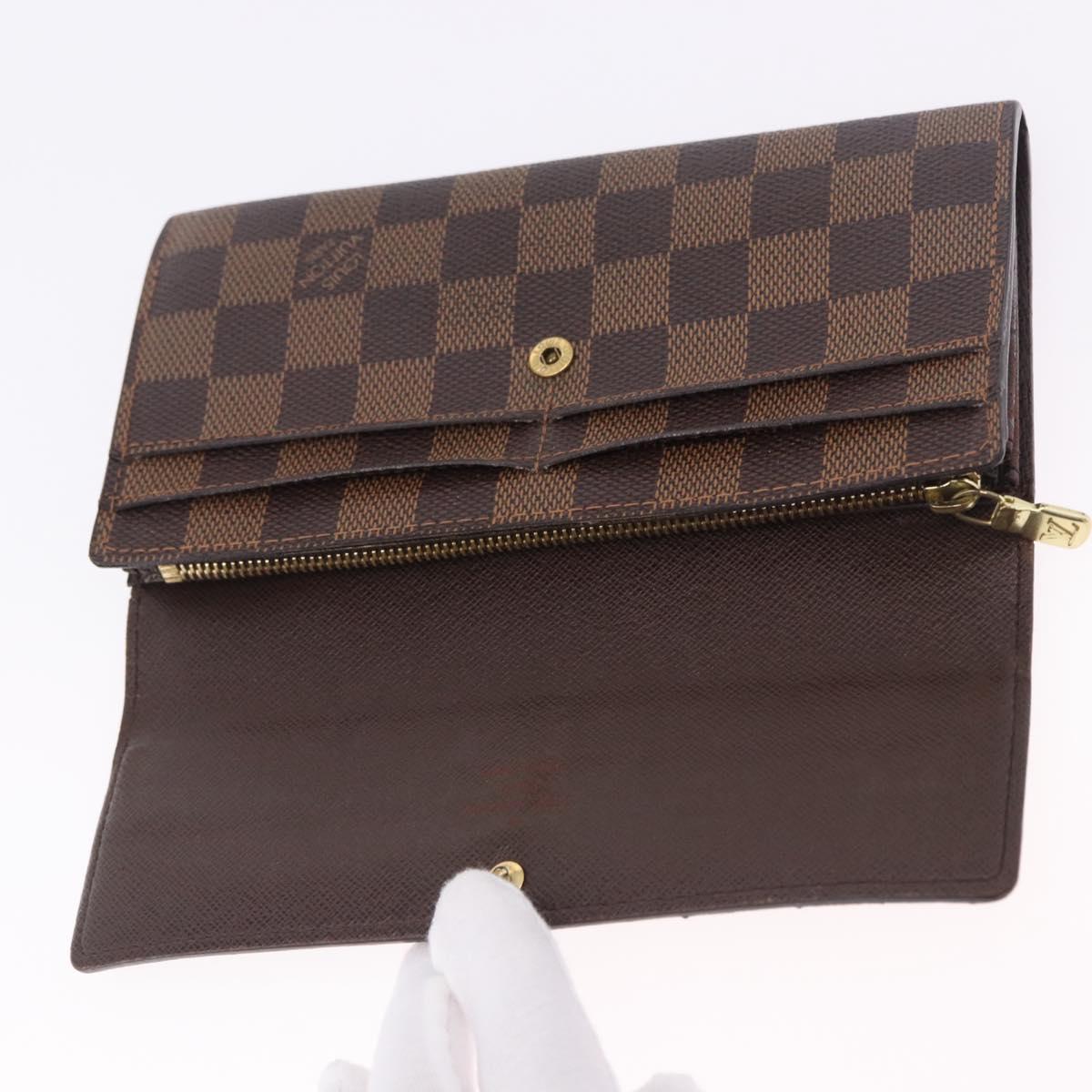 LOUIS VUITTON Damier Ebene Portefeuille Sarah Long Wallet N60491 LV Auth 194471A