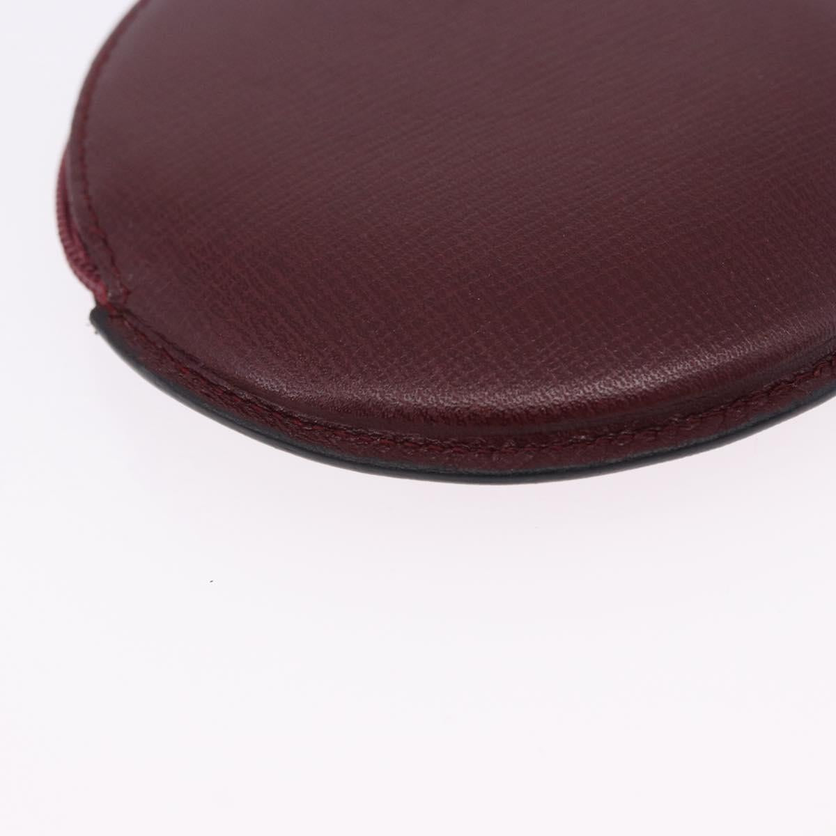 CARTIER Must Line Coin Purse Leather Bordeaux Gold Auth 194476A