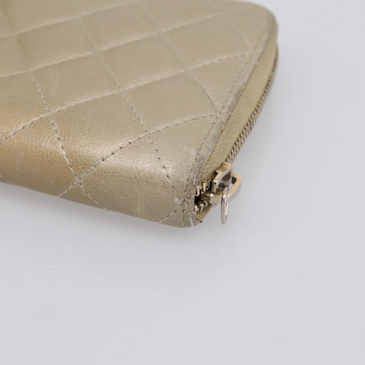 CHANEL Matelasse Long Wallet Lamb Skin Gold CC Auth 194478