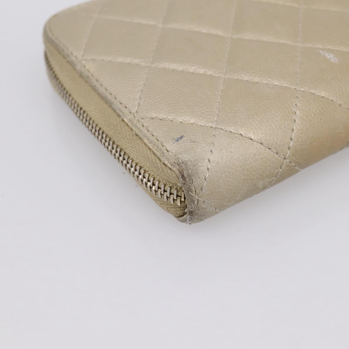 CHANEL Matelasse Long Wallet Lamb Skin Gold CC Auth 194478