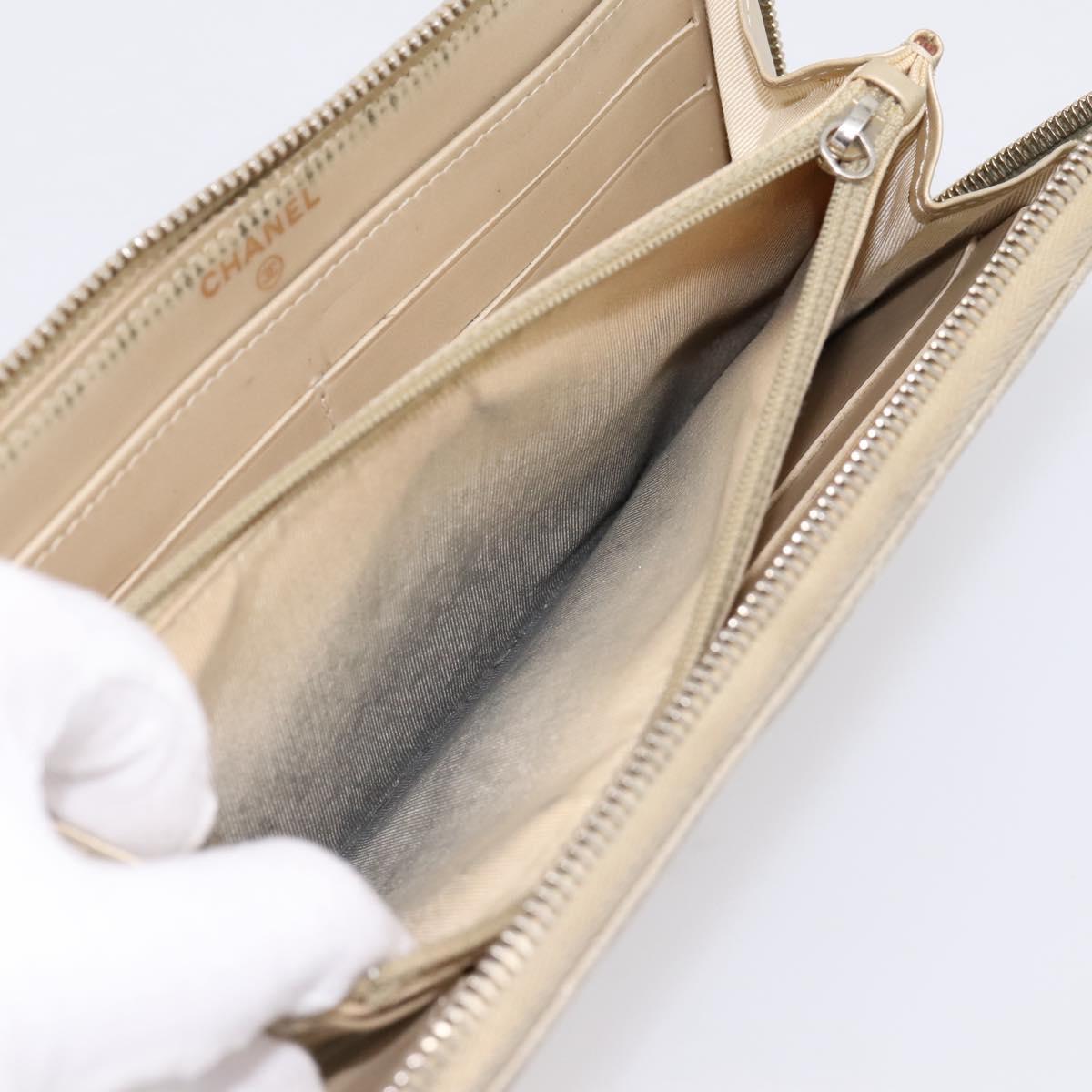 CHANEL Matelasse Long Wallet Lamb Skin Gold CC Auth 194478