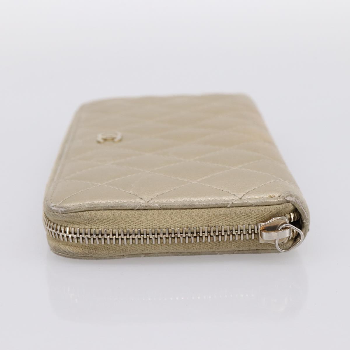 CHANEL Matelasse Long Wallet Lamb Skin Gold CC Auth 194478