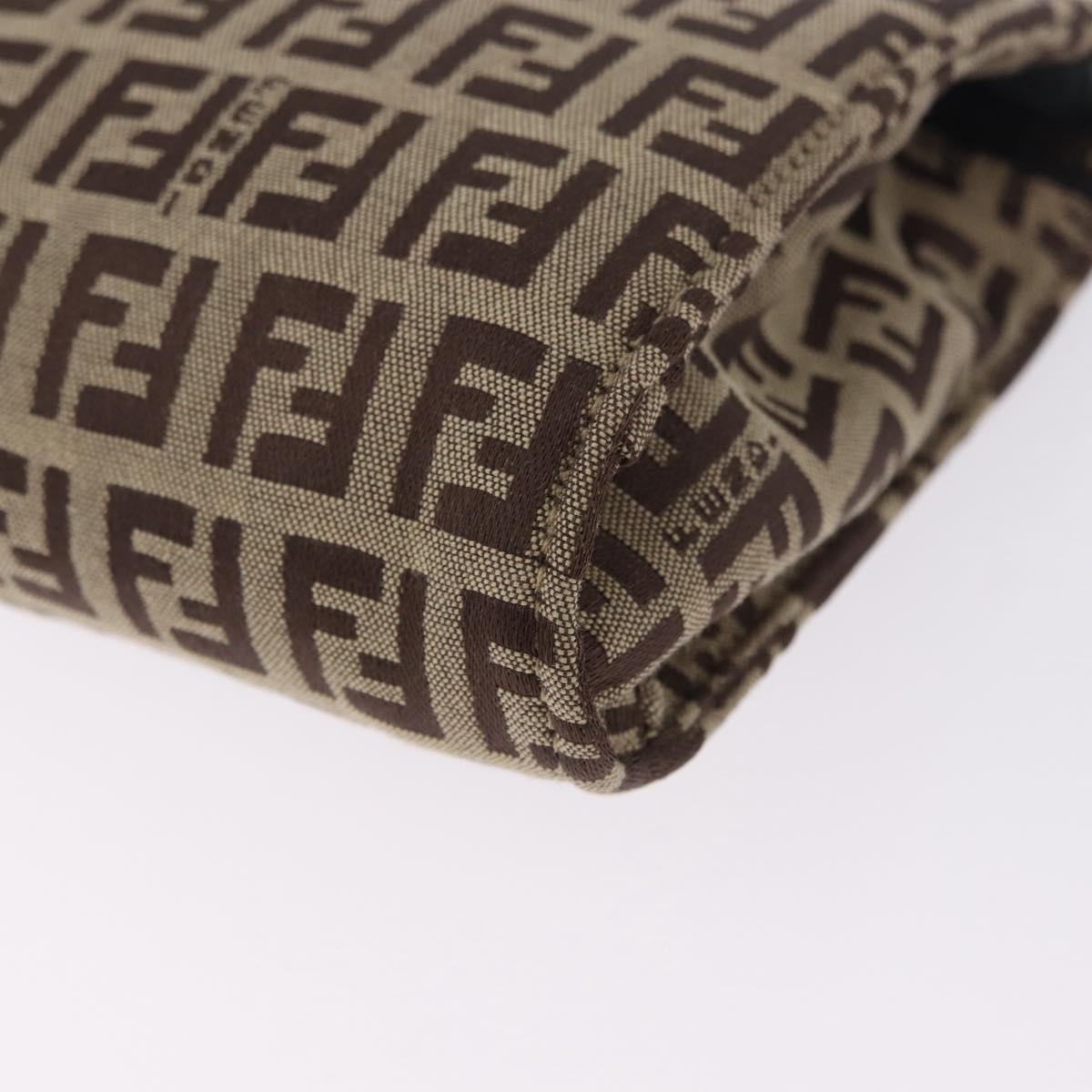 FENDI Zucchino Canvas Pouch Beige Auth 194480A