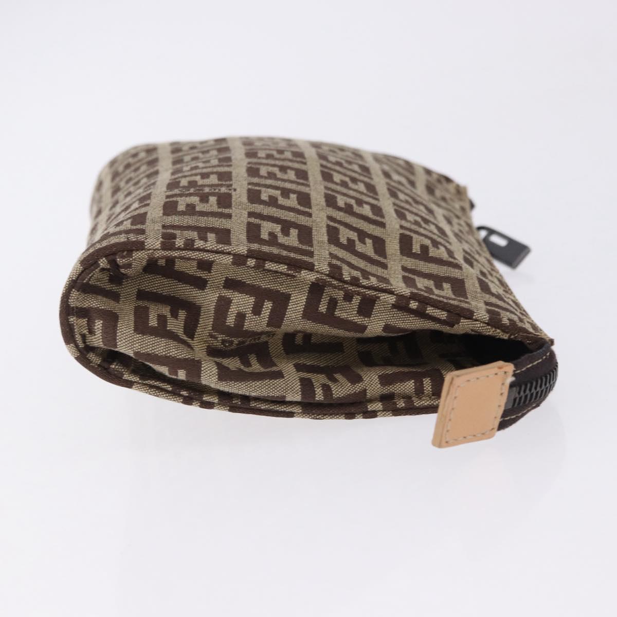 FENDI Zucchino Canvas Pouch Beige Auth 194480A