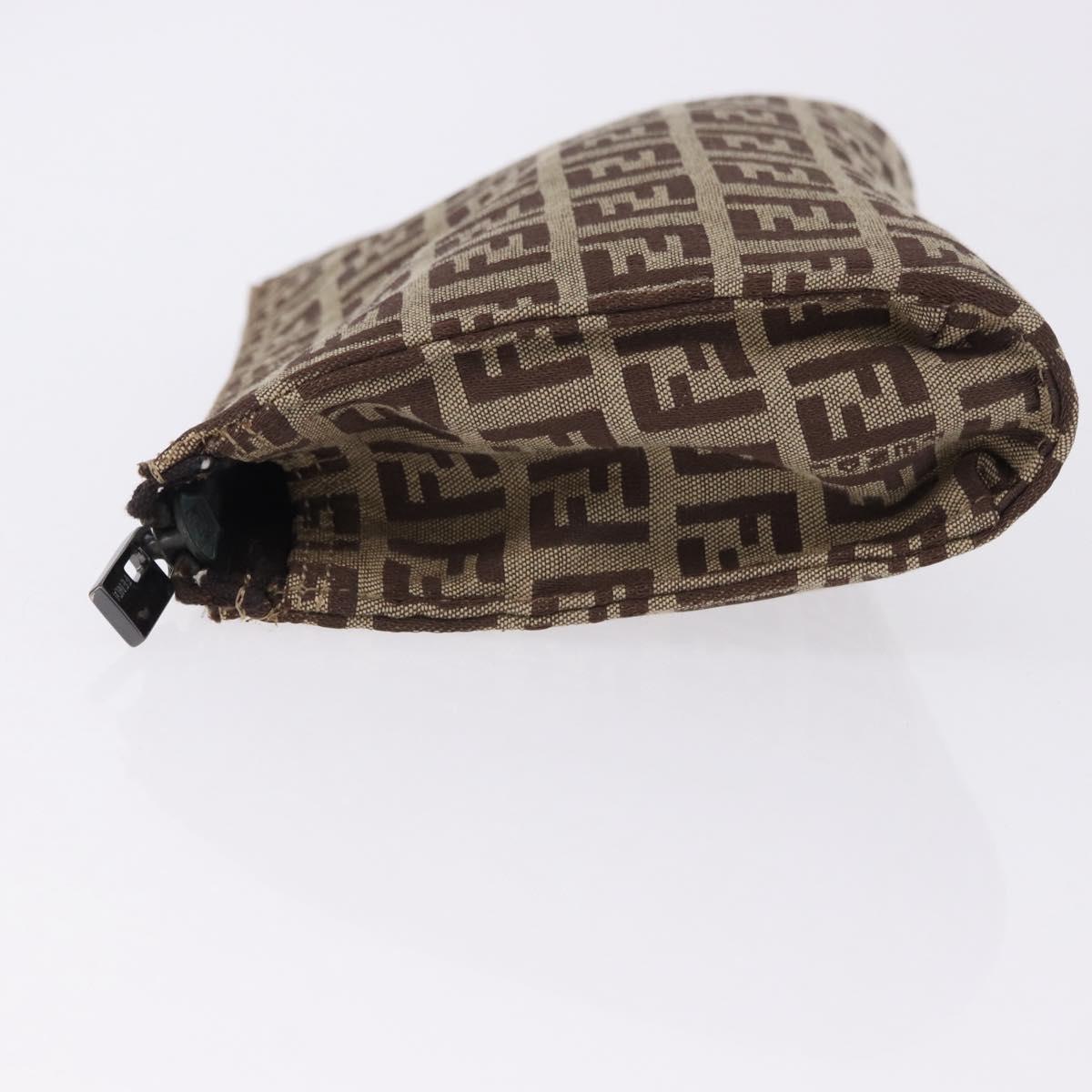 FENDI Zucchino Canvas Pouch Beige Auth 194480A