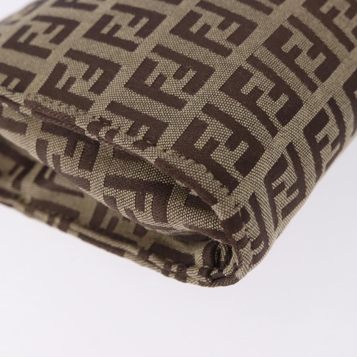 FENDI Zucchino Canvas Pouch Beige Auth 194480A