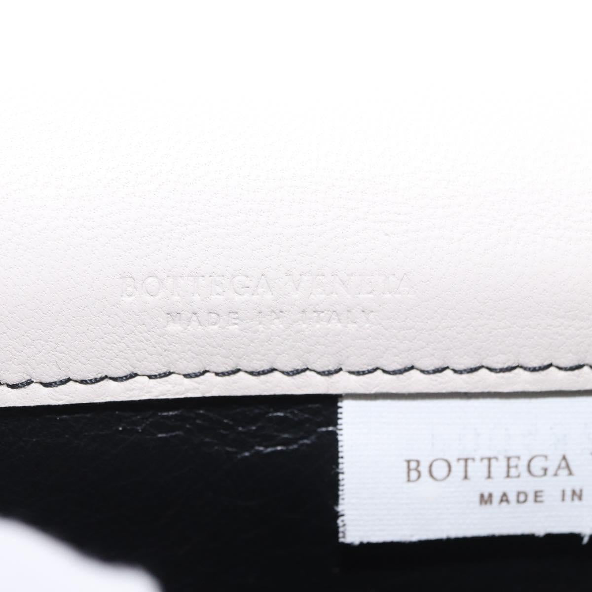 BOTTEGA VENETA INTRECCIATO Card Case Leather Beige Black Auth 194481A