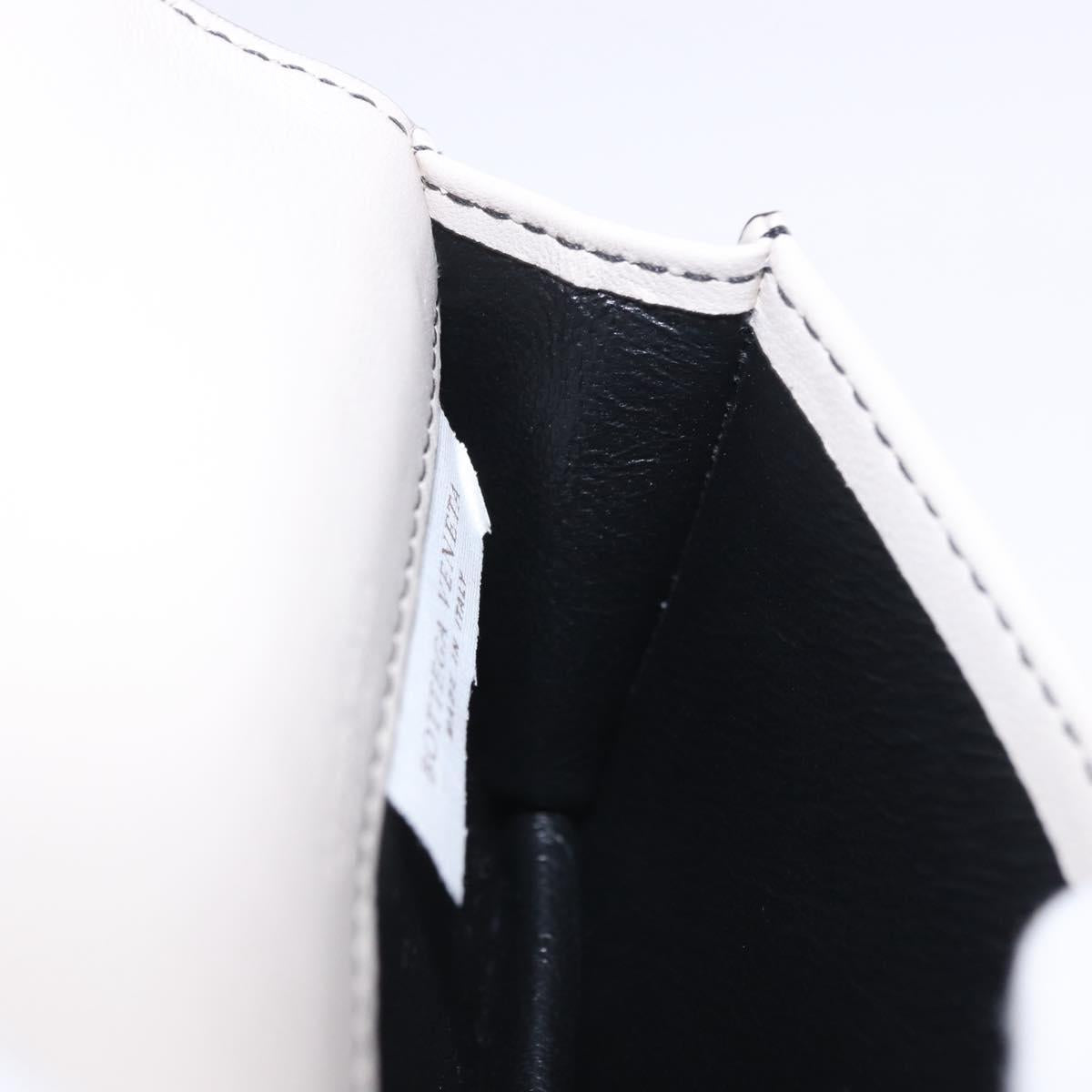 BOTTEGA VENETA INTRECCIATO Card Case Leather Beige Black Auth 194481A