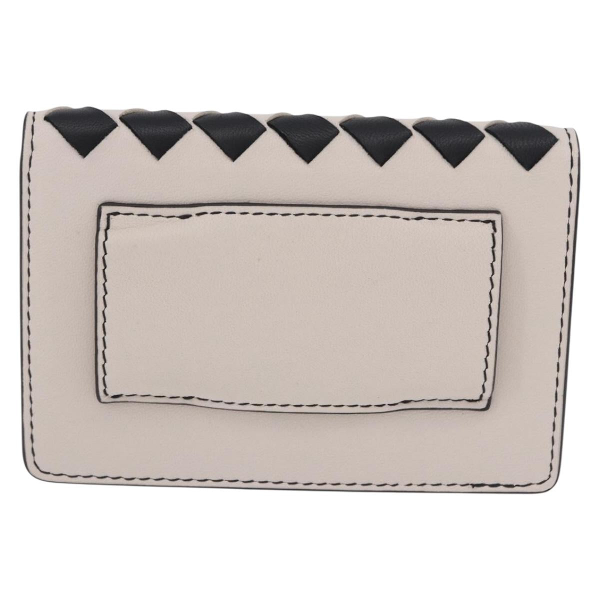 BOTTEGA VENETA INTRECCIATO Card Case Leather Beige Black Auth 194481A