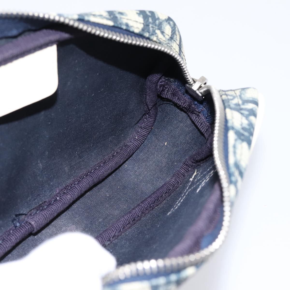 Christian Dior Trotter Pouch PVC Blue Silver Auth 194482