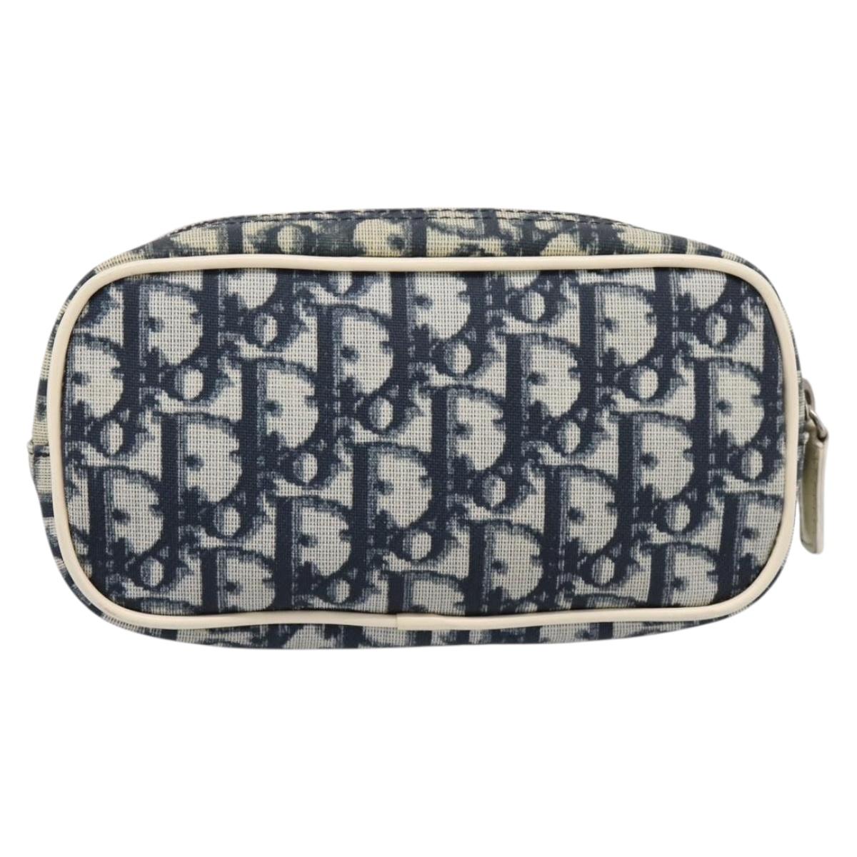 Christian Dior Trotter Pouch PVC Blue Silver Auth 194482