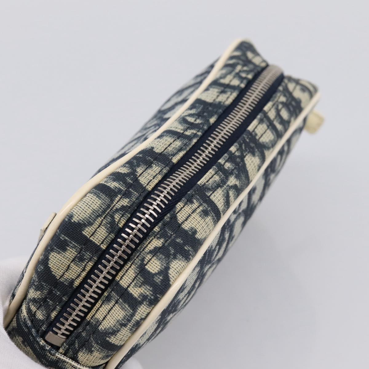 Christian Dior Trotter Pouch PVC Blue Silver Auth 194482