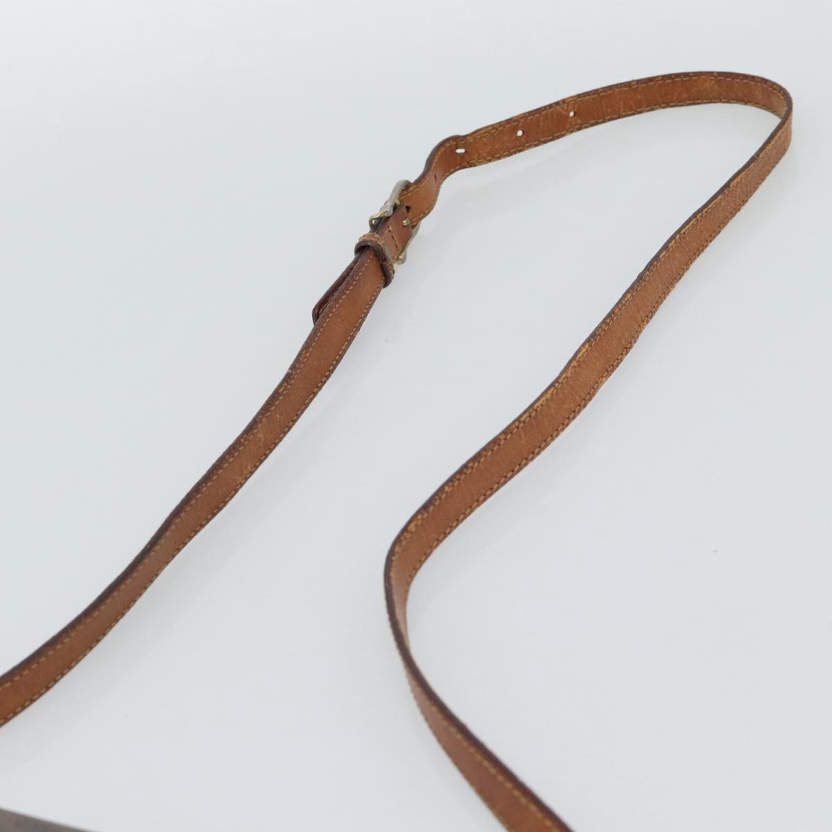 CELINE Macadam Canvas Shoulder Bag PVC Leather Brown Gold Auth 194551