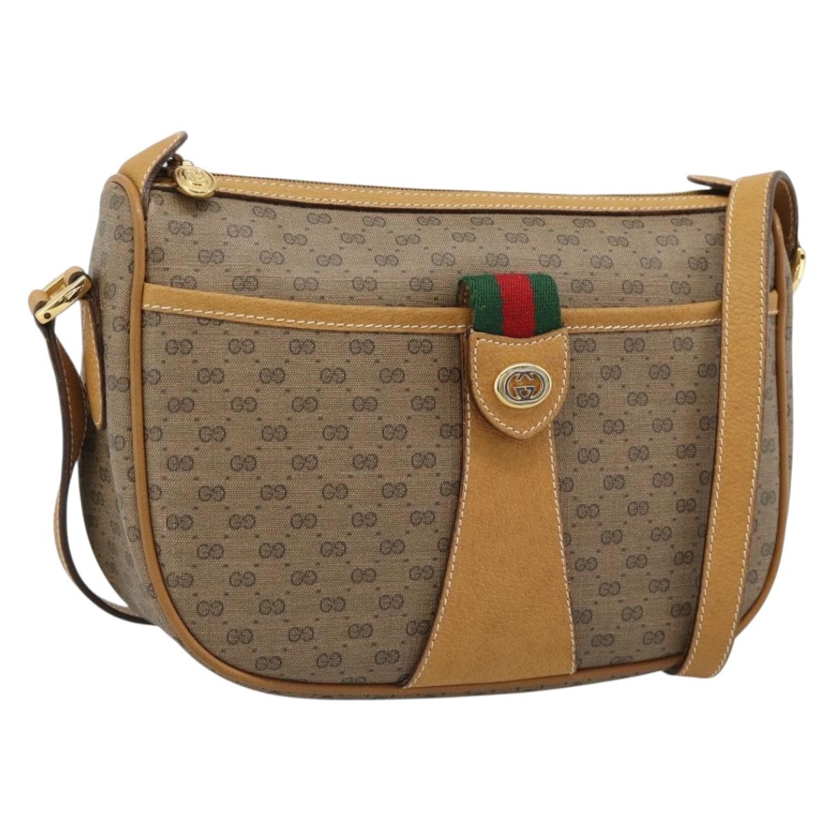 GUCCI Micro GG Supreme Web Sherry Line Bag PVC Beige Gold 89 02 032 Auth 194552