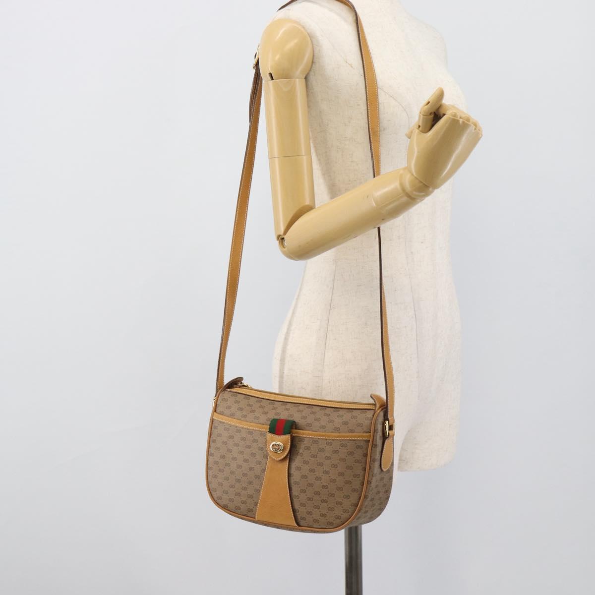 GUCCI Micro GG Supreme Web Sherry Line Bag PVC Beige Gold 89 02 032 Auth 194552