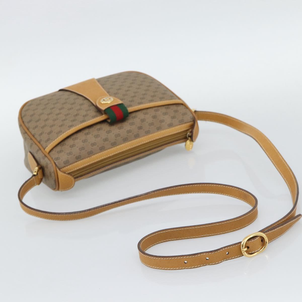 GUCCI Micro GG Supreme Web Sherry Line Bag PVC Beige Gold 89 02 032 Auth 194552