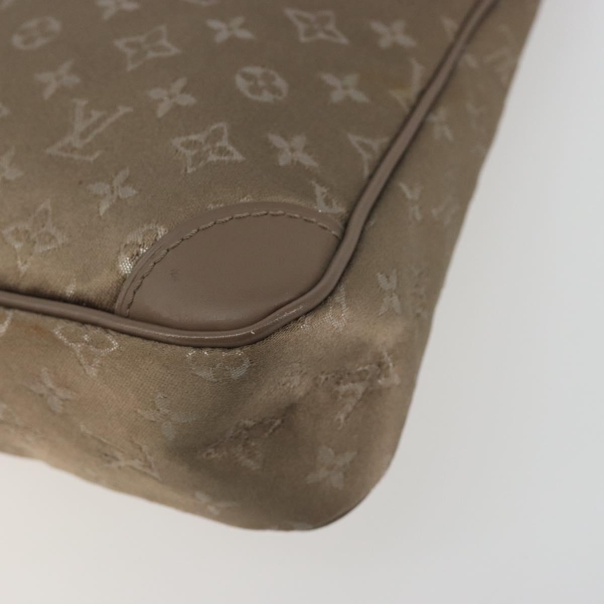 LOUIS VUITTON Monogram satin Little Boulogne Hand Bag Beige M92143 Auth 194553A