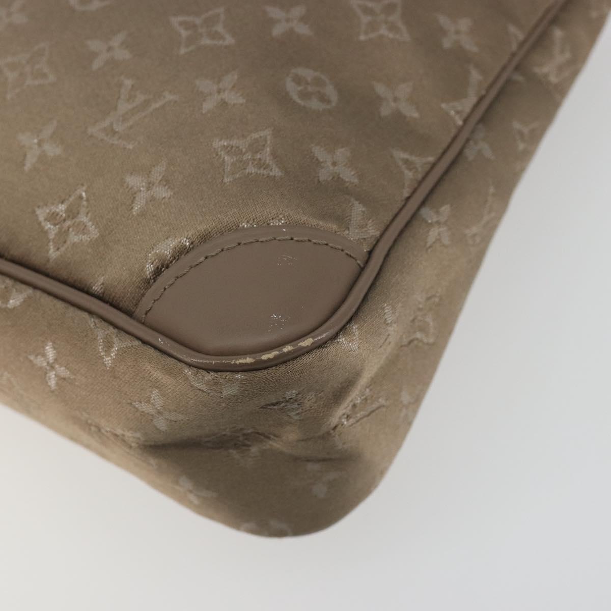 LOUIS VUITTON Monogram satin Little Boulogne Hand Bag Beige M92143 Auth 194553A