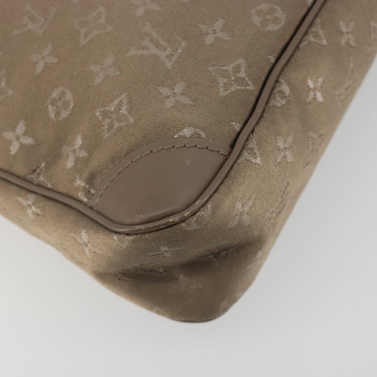 LOUIS VUITTON Monogram satin Little Boulogne Hand Bag Beige M92143 Auth 194553A