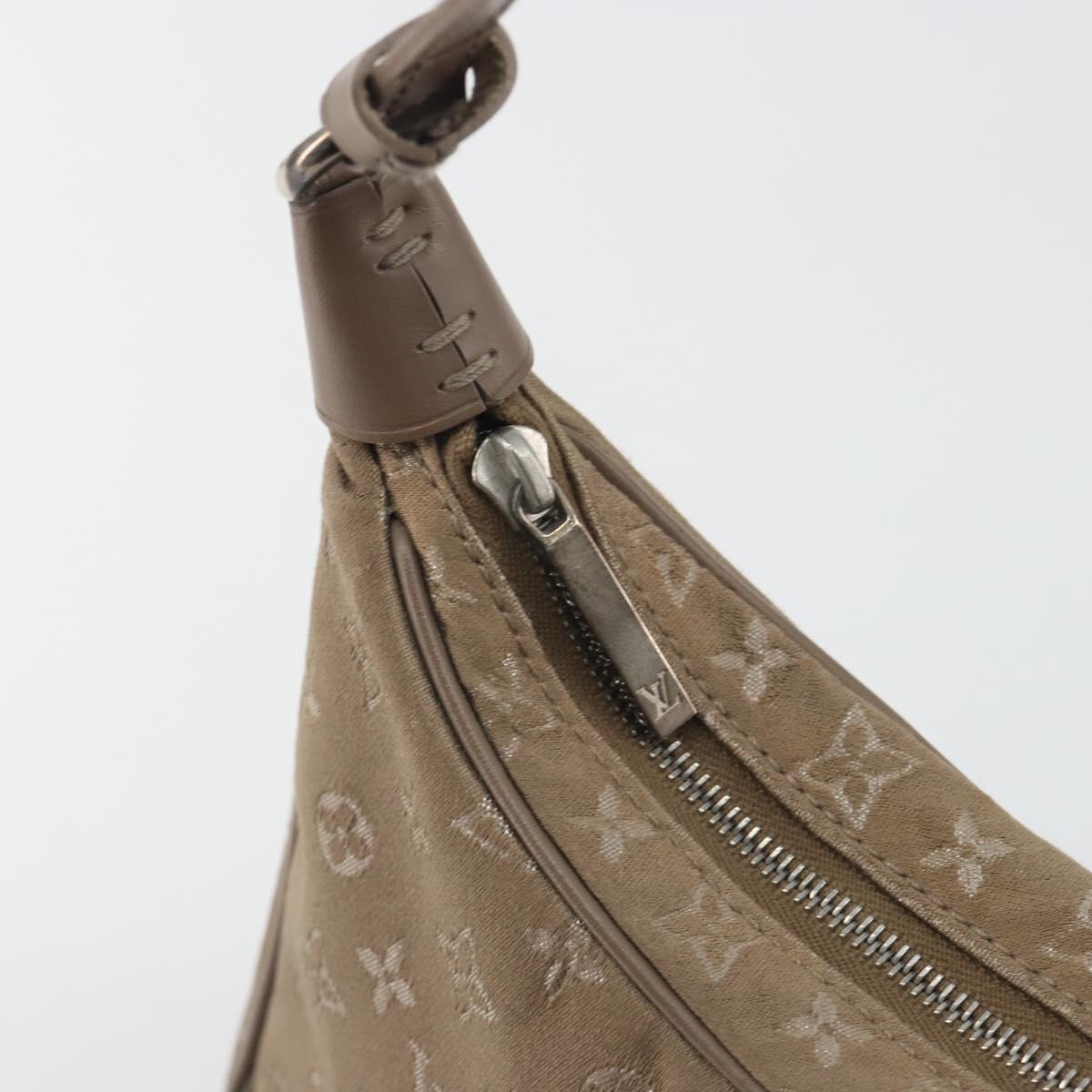 LOUIS VUITTON Monogram satin Little Boulogne Hand Bag Beige M92143 Auth 194553A