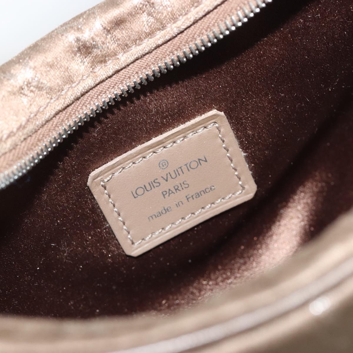 LOUIS VUITTON Monogram satin Little Boulogne Hand Bag Beige M92143 Auth 194553A