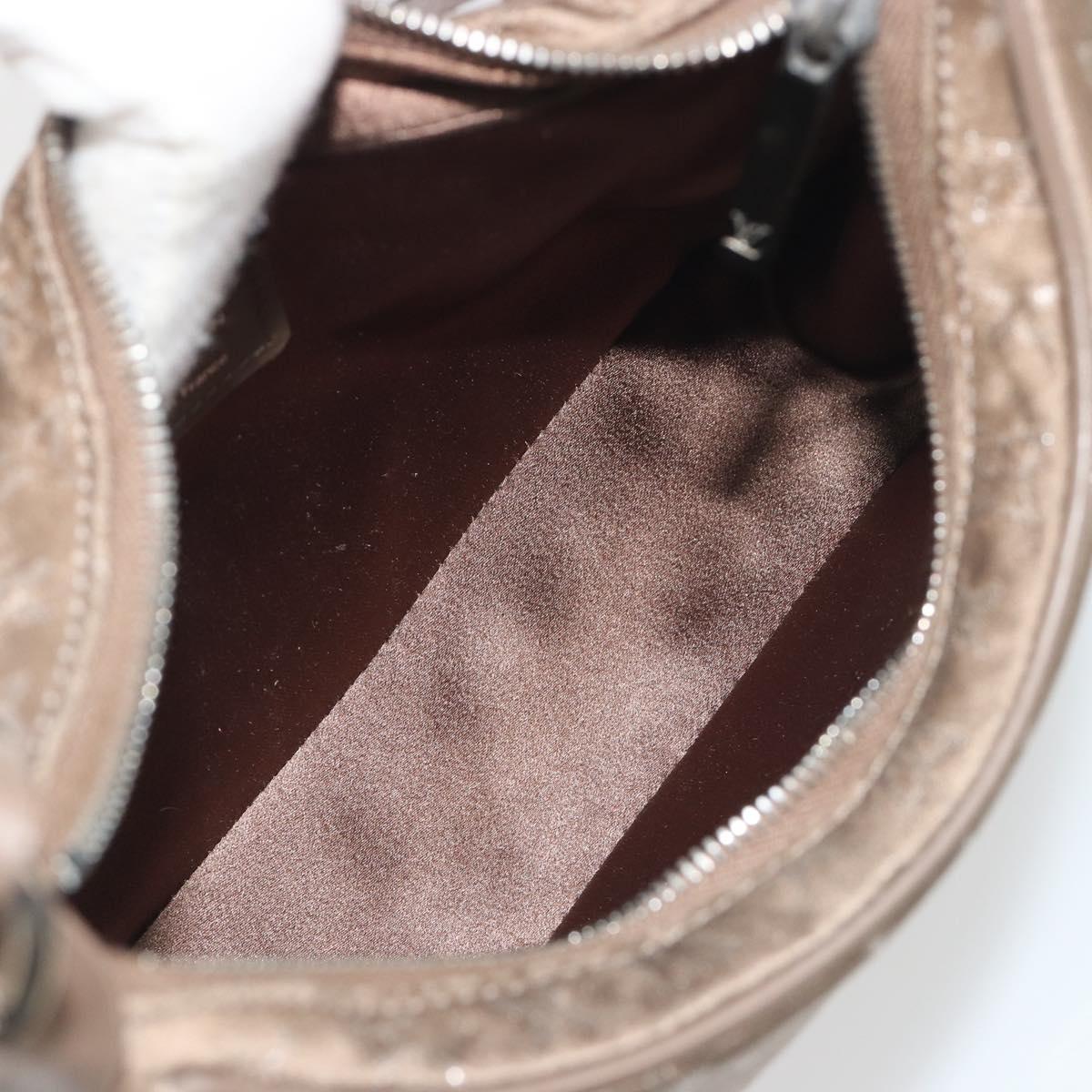 LOUIS VUITTON Monogram satin Little Boulogne Hand Bag Beige M92143 Auth 194553A