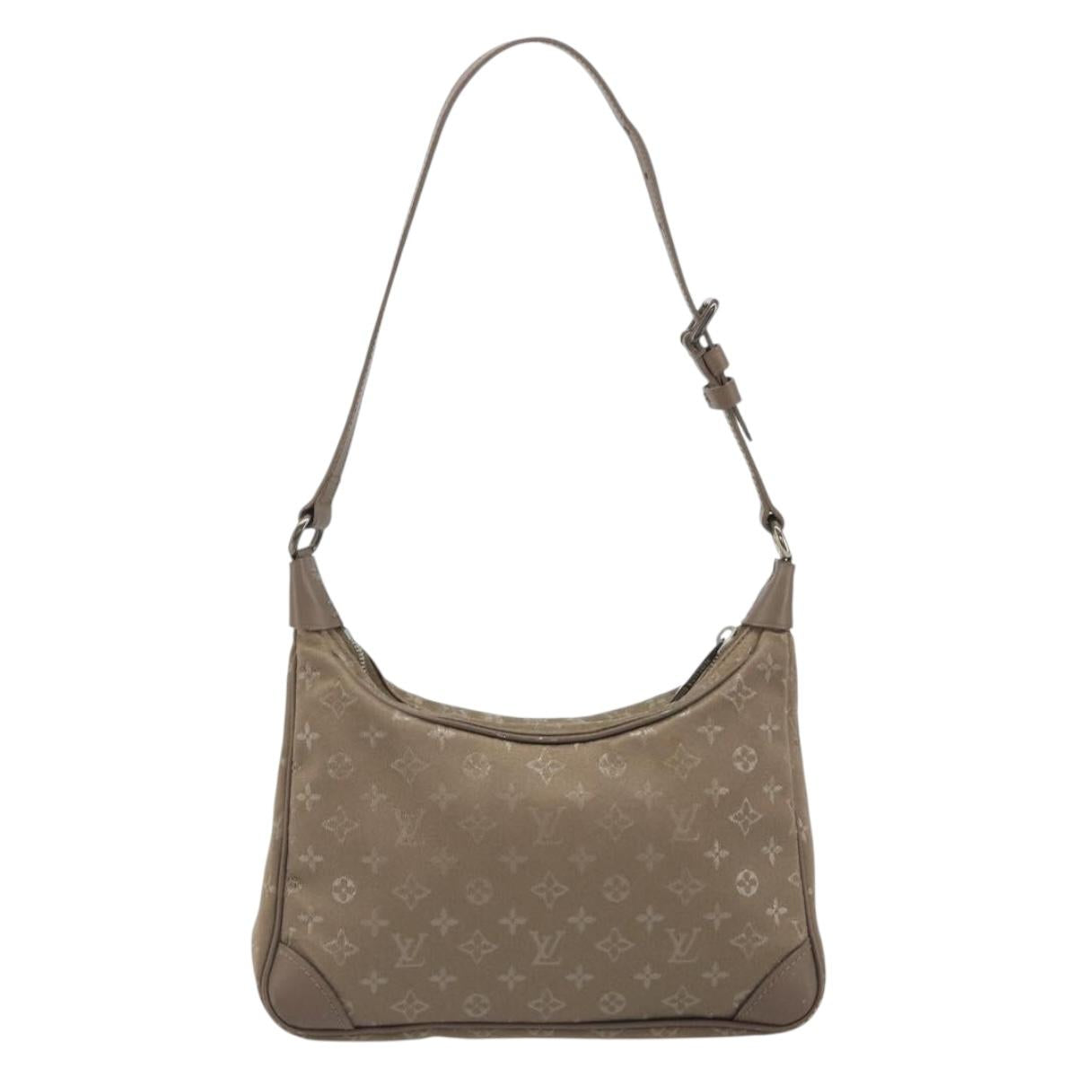 LOUIS VUITTON Monogram satin Little Boulogne Hand Bag Beige M92143 Auth 194553A
