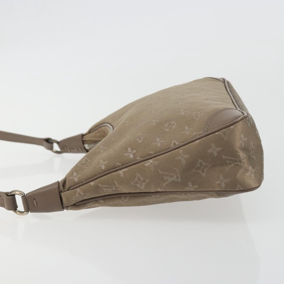 LOUIS VUITTON Monogram satin Little Boulogne Hand Bag Beige M92143 Auth 194553A