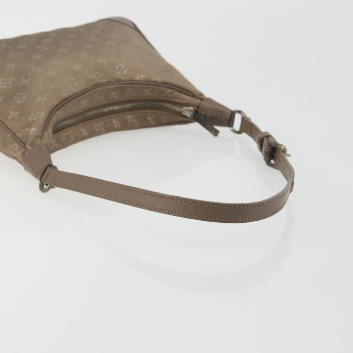 LOUIS VUITTON Monogram satin Little Boulogne Hand Bag Beige M92143 Auth 194553A