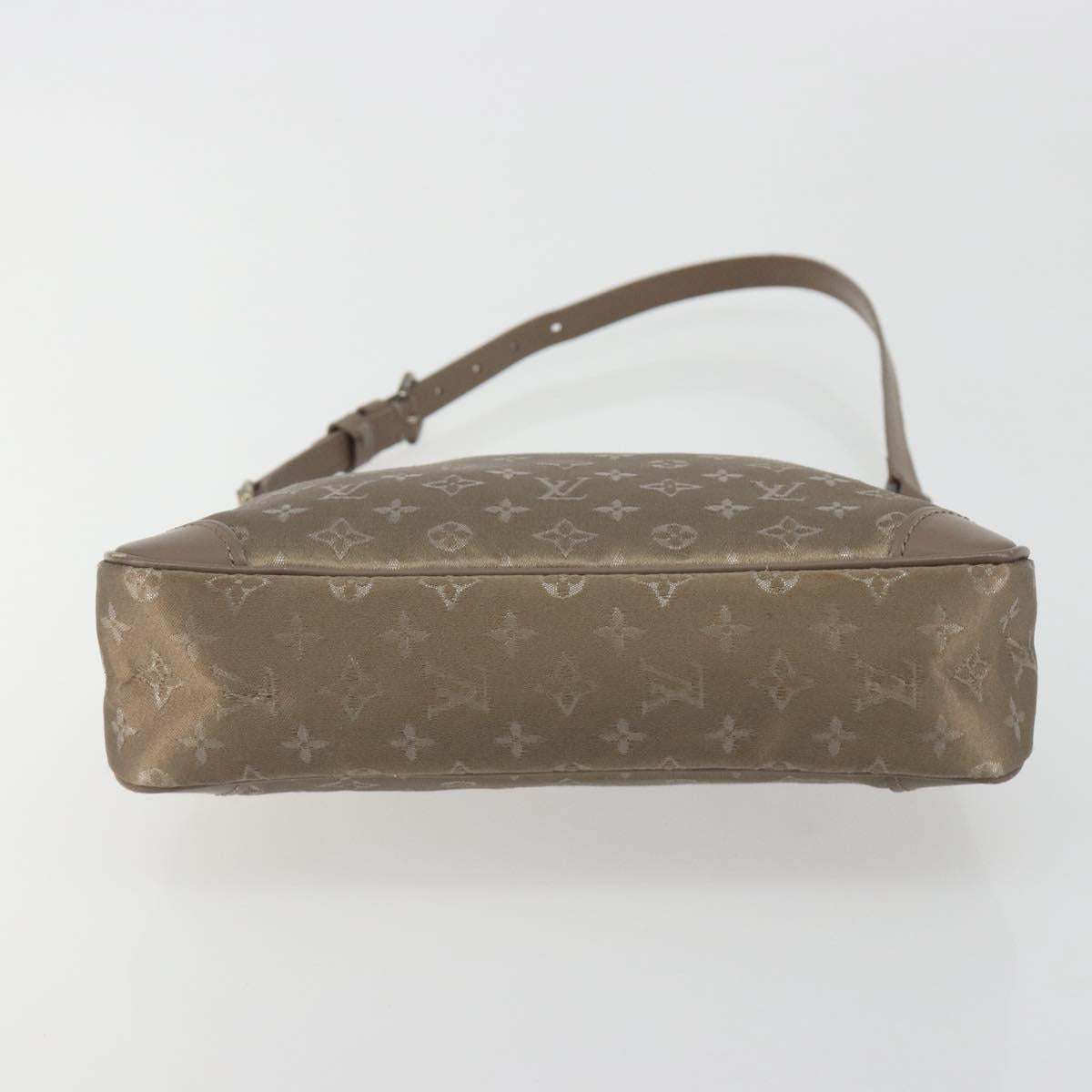 LOUIS VUITTON Monogram satin Little Boulogne Hand Bag Beige M92143 Auth 194553A