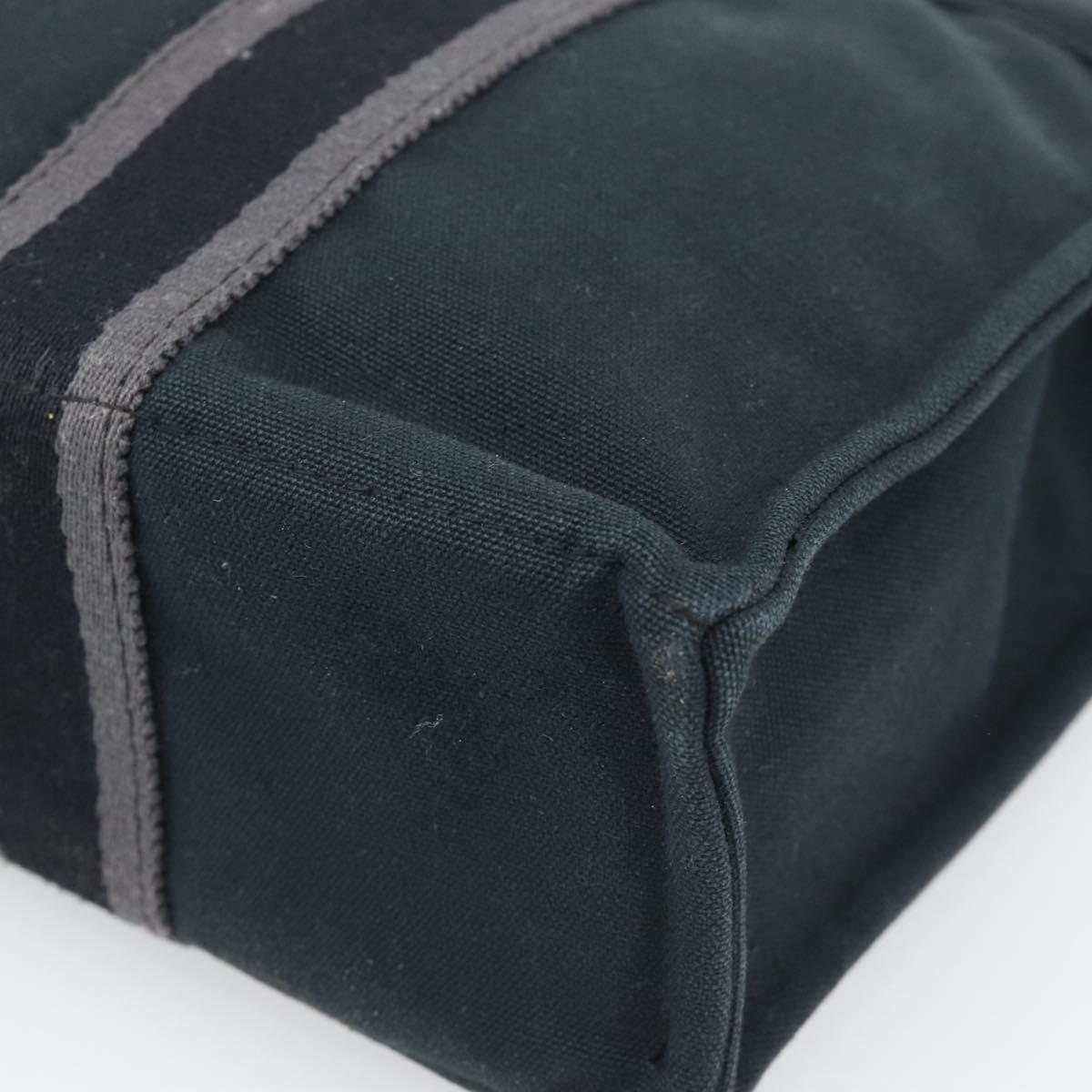 HERMES Fourre Tout PM Hand Bag Canvas Black Silver Auth 194555A