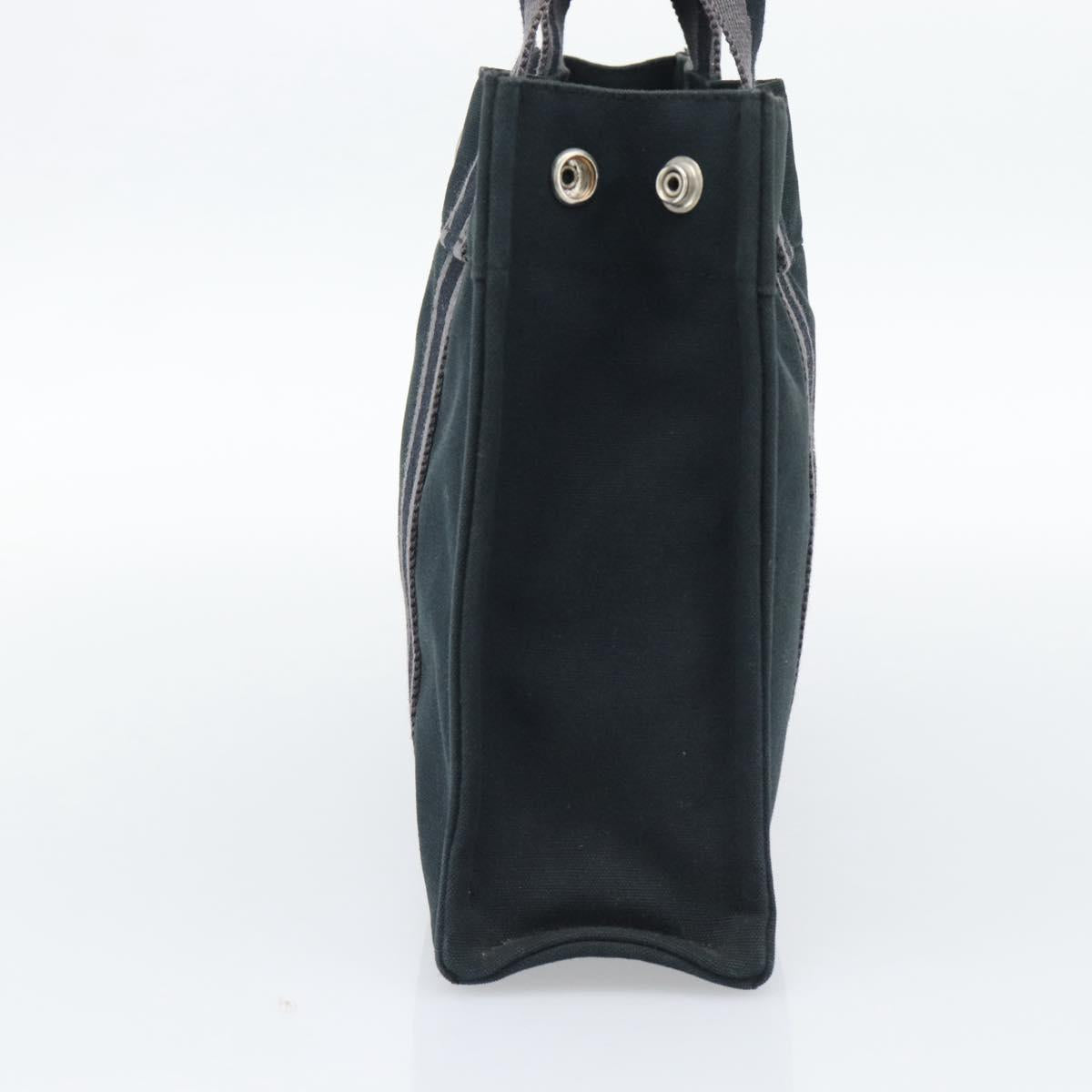 HERMES Fourre Tout PM Hand Bag Canvas Black Silver Auth 194555A