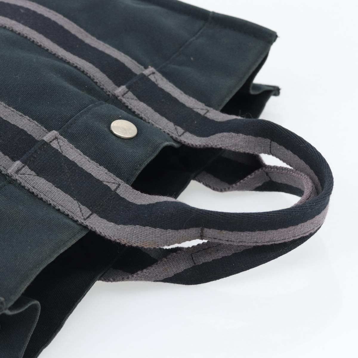 HERMES Fourre Tout PM Hand Bag Canvas Black Silver Auth 194555A