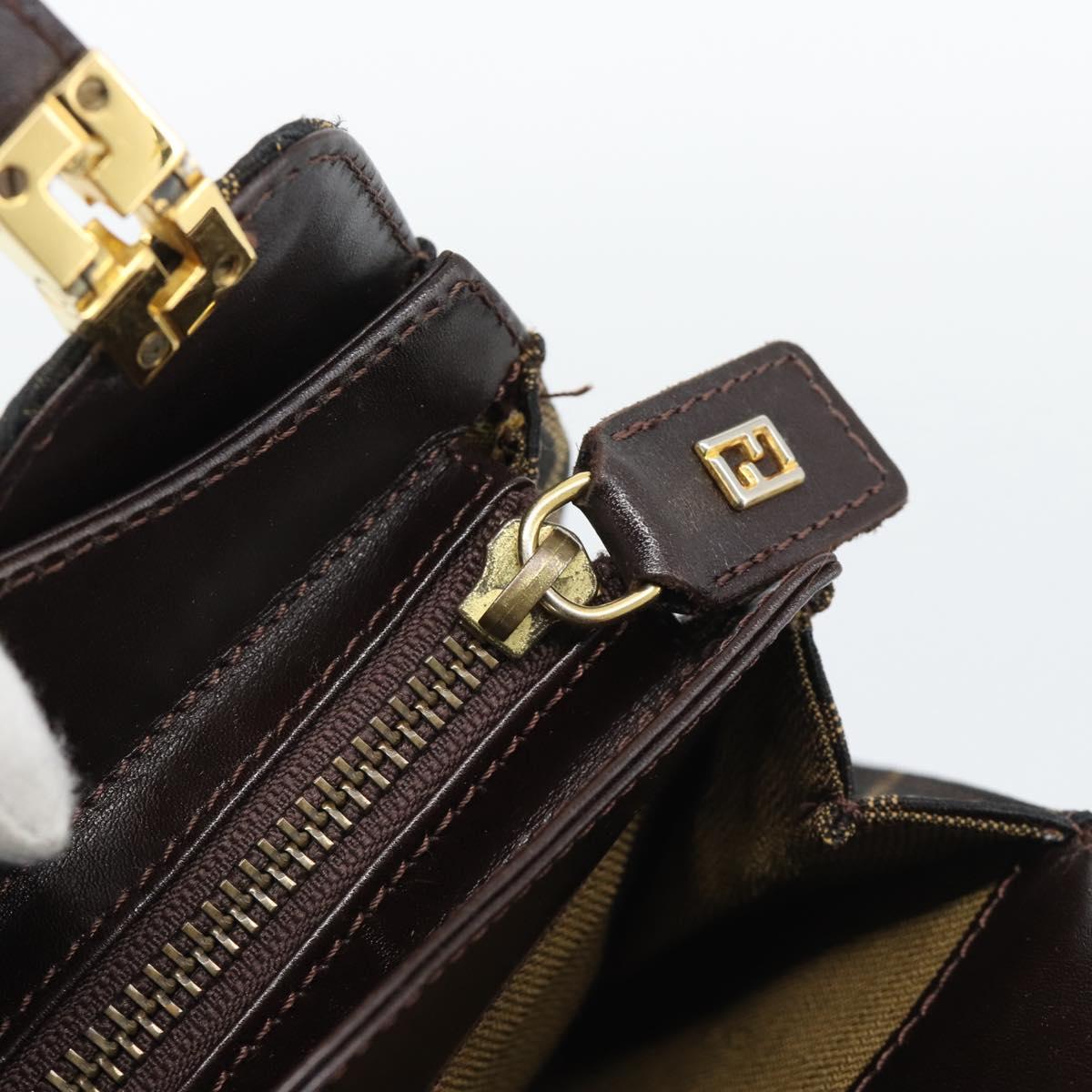 FENDI Zucca Canvas Hand Bag Brown Gold Tone Auth 194558V